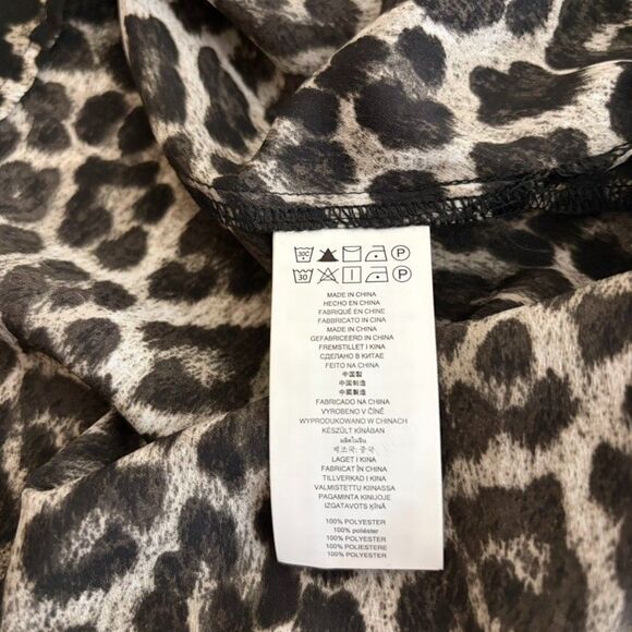 Michael Kors Blouse Women's XS Cheetah V-Neck Long Sleeve Zipper Career Shirt - Picture 7 of 8